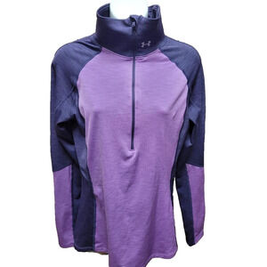Under Armour Womens Shirt Size Medium Long Sleeve Purple Heat Gear 1/2 Zip